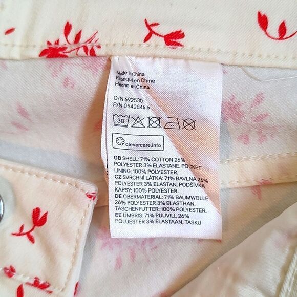 H&M Size 14 Red Floral Print Slim Leg Twill Stretch Pants‎ - Picture 11 of 11